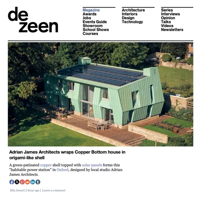 Our habitable power station is featured in Dezeen today. Follow the link in our bio to read the article.

#powerstation #dezeen #copperbottom #renewableenergy #solarpanels #poweredbysun #copper #oxford #architectinoxford #solaredge #design #dreamhome