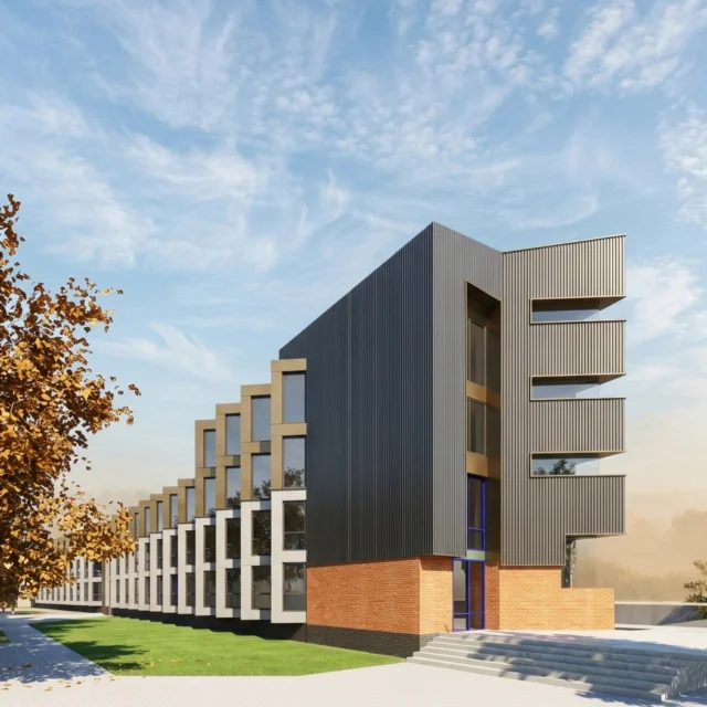 Here are two visualisations of our Cherwell House project, soon to be coming out of its wraps. We are adding two new floors to an existing two-storey student accommodation building which runs alongside the railway tracks leading into Oxford station. In the process we are changing the external appearance with new cladding, which will improve the look of the building but crucially not add too much weight. This is pushing the limits of the retrofit strategy of maximising a sustainable site’s potential without sacrificing the existing structure; great in principle, a real challenge in practice. Doubling the height of an existing timber framed building is not easy…. more on this to follow.

@priceandmyers @savvy.group @greenwoodprojects_ltd

#retrofit #timberconstruction #studentaccommodation #sustainablesites #Oxford